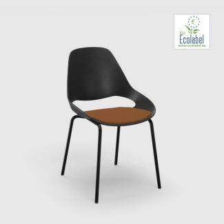 Stuhl ohne Armlehne FALK schwarz Tube aus Pulverbeschichtetem schwarzem Stahl Sitzpolster terrakotta