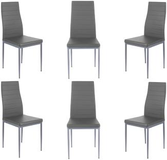 Homexperts 'PEGASUS' Stuhl, 6 Stück, Kunstleder grau, B 41 x H 95 x T 51,5 cm