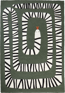Teppich Wolle dunkelgrün 160 x 230 cm Schlangenmotiv OKAPI