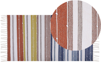 Outdoor Teppich mehrfarbig 80 x 150 cm Streifenmuster Kurzflor TOZAKLI