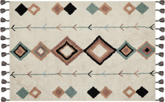 Teppich Baumwolle beige mehrfarbig 160 x 230 cm geometrisches Muster ESKISEHIR