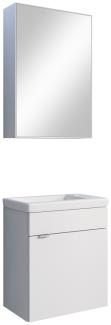 Inter 3 teiliges Badmöbel Set Mia inkl. Waschbeckenschrank, Spiegelschrank, Waschbecken, glanzweiß