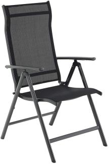 Gartenstuhl, Klappstuhl, Outdoor-Stuhl mit robustem Aluminiumgestell, Rückenlehne 8-stufig verstellbar, bis 150 kg belastbar, schwarz GCB02BK