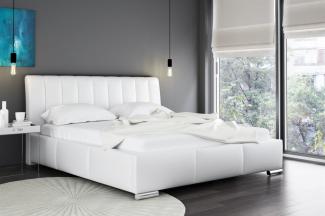 Polsterbett Bett Doppelbett MARLON Kunstleder Weiss 160x200cm