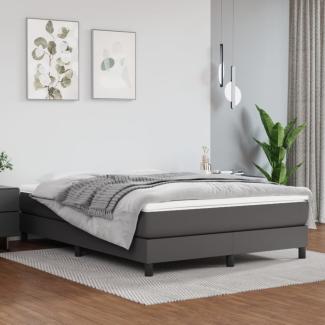 vidaXL Boxspringbett Grau 140x200 cm Kunstleder, ohne Kopfteil