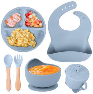 FLASMR Geschirr-Set 6-teiliges Set Silikon-Baby-Fütterungsset, BPA-freies Baby-Geschirrset (6-tlg), Silikon, 6 Teile, für 1 Personen