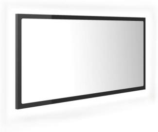LED-Badspiegel, Spanplatte, Hochglanz-Grau, 90 x 8,5 x 37 cm