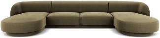 Micadoni 5-Sitzer Samtstoff Panorama Sofa Miley | Bezug Green | Beinfarbe Black Plastic