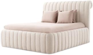 Casa Padrino Luxus Doppelbett Creme 210 x 266 x H. 155 cm - Massivholz Bett mit Kopfteil - Schlafzimmer Möbel - Hotel Möbel - Luxus Möbel - Luxus Einrichtung