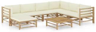 vidaXL 8-tlg. Garten-Lounge-Set mit Cremeweißen Kissen Bambus