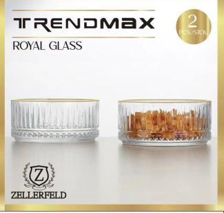 Zellerfeld 2er Schalen-Set Snackschale Servierschale mit Goldumrandung transparent Cerezlik
