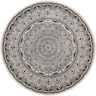 Teppich schwarz/creme Baumwolle ø 120 cm Mandala-Muster HIZAN