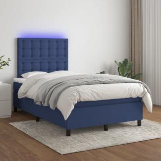 Boxspringbett mit Matratze & LED Stoff Blau 120 x 200 cm, Härtegrad: H2 [3135187]