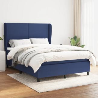 vidaXL Boxspringbett mit Matratze Blau 140x190 cm Stoff, Härtegrad: H2 [3127803]