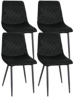 4er Set Stühle Telde Samt (Farbe: schwarz)