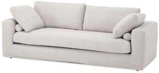 Casa Padrino Luxus Sofa Panama Natural mit poliertem Stahl Sockel - Luxus Kollektion
