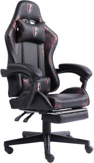 Gaming Chair im Racing-Design mit flexiblen gepolsterten Armlehnen - ergonomischer PC Gaming Stuhl in Lederoptik - Gaming Schreibtischstuhl mit ausziehbarer Fußstütze und extra Stützkissen Schwarz/Military -Rosa