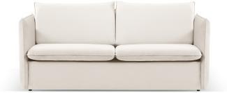Micadoni 3-Sitzer Samtstoff Sofa mit Bettfunktion Agate | Bezug Light Beige | Beinfarbe Black Plastic