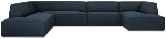 Micadoni 7-Sitzer Panorama Ecke links Sofa Ruby | Bezug Navy Blue | Beinfarbe Black Plastic