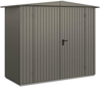 Hörmann Metall-Gerätehaus Berry Classic mit Satteldach Typ 1, 259 x 121 cm, quarzgrau, 3,1 m²,2-flüglige Tür