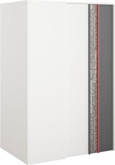 Kleiderschrank "Philosophy" Drehtürenschank 130cm begehbar rechts weiß graphit rot mit Schrift Print