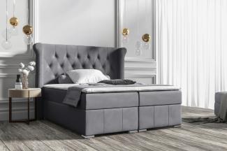 Stylefy 'Alonzo' Boxspringbett, Velours Jasmine Dunkelgrau 200 x 200 cm