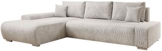Juskys Sofa Iseo L Form mit Schlaffunktion - Stoff Couch für Wohnzimmer - modern, bequem & ausziehbar - Schlafsofa Ecksofa Eckcouch Schlafcouch Beige