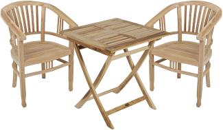 3-teilige Sitzgruppe Tischgruppe Garten Armsessel Klapptisch Holz
