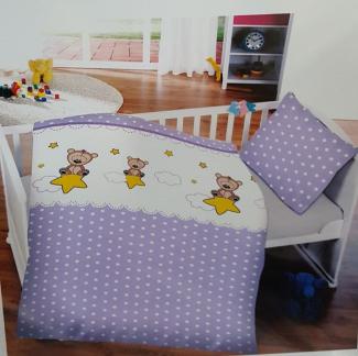 Baby Bettwäsche 'Bär und Sterne' 100 x 135 cm 100% Baumwolle