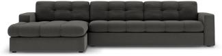 Micadoni 4-Sitzer Ecke links Sofa Justin | Bezug Dark Grey | Beinfarbe Black Plastic