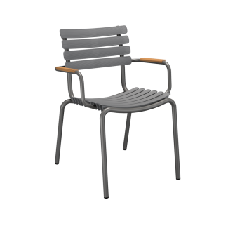 HOUE ReCLIPS Stuhl mit Armlehne Aluminiumgestell Bambus Dark grey