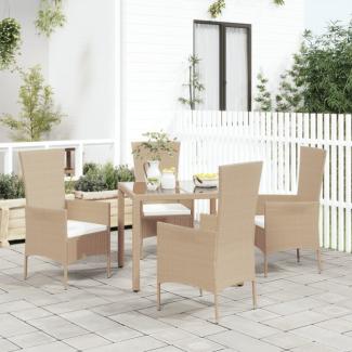 vidaXL Gartenstühle mit Kissen 4 Stk. Poly Rattan Beige