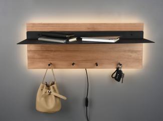 Samantha Wandgarderobe beleuchtet holzfarbig, Schwarz - 75 x 30cm