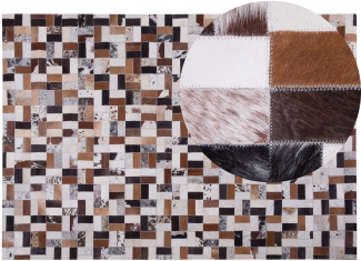 Teppich Kuhfell braun-beige 160 x 230 cm Patchwork CESME