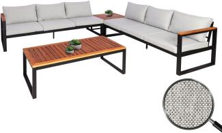 Garten-Garnitur HWC-L26, Gartenlounge Lounge-Set Sitzgruppe Sofa, Metall Akazie Holz MVG-zertifiziert ~ hellgrau