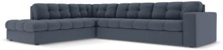 Micadoni 5-Sitzer Ecke links Sofa Justin | Bezug Dark Blue | Beinfarbe Black Plastic