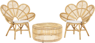 Bistro Set mit Kissen Rattan Beige FLORENTINE LIMNI