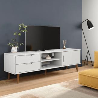 vidaXL TV-Schrank MOLDE Weiß 158x40x49 cm Massivholz Kiefer