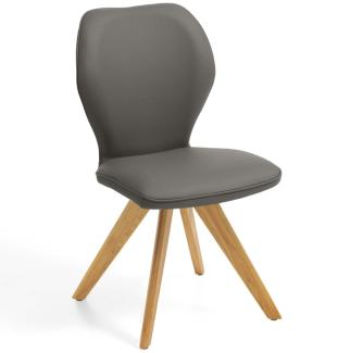 Niehoff Sitzmöbel Colorado Trend-Line Design-Stuhl Eichengestell - Leder - 180° drehbar Napoli schiefergrau