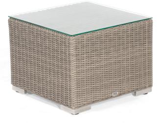 Sonnenpartner Lounge-Tisch Residence 60x60 cm Aluminium mit Polyrattan stone-grey mit Glas Loungetis