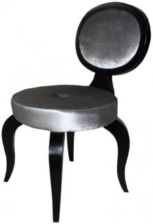 Casa Padrino Barock Salon Stuhl Grau / Schwarz ohne Armlehnen - Designer Stuhl - Luxus Qualität