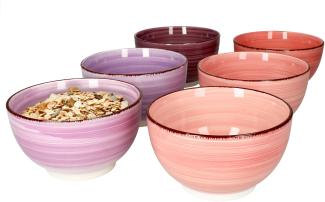 6er Set Lila Bowl-Schalen 600ml Müsli Salat Dessert Schüssel Steingut