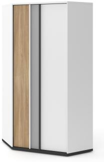 Eckschrank "Imola" Kleiderschrank 95cm weiß graphit grau Salisbury Eiche