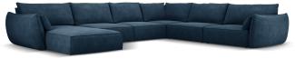 Micadoni 8-Sitzer Panorama Ecke rechts Sofa Kaelle | Bezug Royal Blue | Beinfarbe Black Plastic