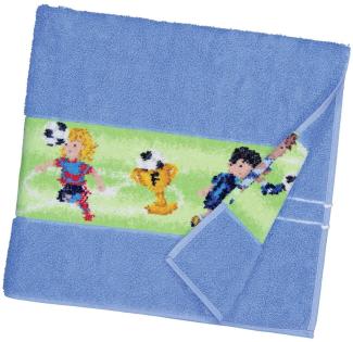 Feiler Handtücher Soccer | Duschtuch mit Bordüre 68x120 cm | blau