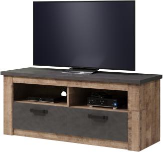 TV-Lowboard Georgia in Eiche Tabak und grau Matera 140 x 58 cm