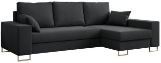 Ecksofa, Bettsofa, L-Form Couch mit Bettkasten - DORIAN-L - Grau Velvet