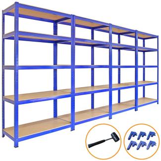 4x Monster Racking T-Rax 90cm Lagerregal Blau mit