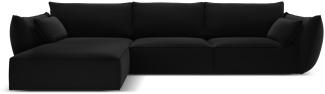 Micadoni 4-Sitzer Samtstoff Ecke links Sofa Kaelle | Bezug Black | Beinfarbe Black Plastic