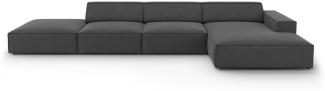 Micadoni 5-Sitzer Samtstoff Ecke rechts Sofa Jodie | Bezug Grey | Beinfarbe Black Plastic